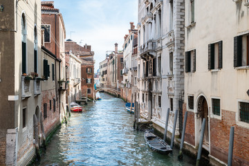 Fototapeta na wymiar Canal And Old Historic Houses In Venice