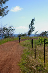 Fototapeta na wymiar USA, Hawaii, Kauai, Old Kapaa Highway, northwest coast now walking and bike trail. 