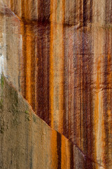 Usa, Michigan. Mineral seep wall detail along shore of Lake Superior, Pictured Rocks National...