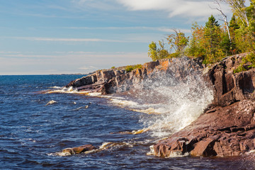 Minnesota, Temperance River State Park, Lake Superior shoreline - obrazy, fototapety, plakaty