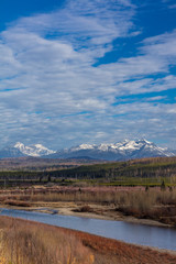 North Fork of the Flathead River in autumn in Glacier National Park, Montana, USA
