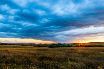 Summer storm at sunset in Mars Hill, Maine.