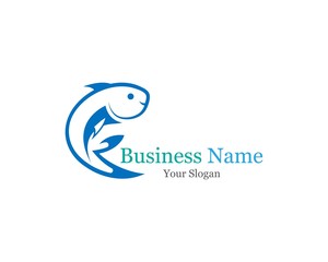 Fish icon logo template Creative vector symbol of fishing club