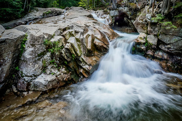 Naklejka na ściany i meble Small falls in Pemigewasset River, Franconia Notch State Park, White Mountains, NH
