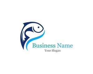 Fish icon logo template Creative vector symbol of fishing club