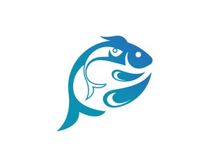 Fish icon logo template Creative vector symbol of fishing club