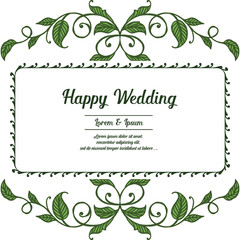 Shape of beautiful flower frame, design invitation card happy wedding. Vector