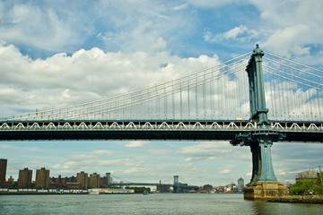 Fototapeta na wymiar USA, NY, Brooklyn. Manhattan bridge seen from DUMBO
