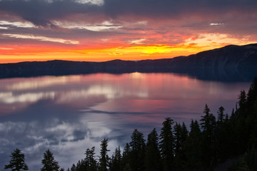 Crater Lake at Sunrise, Crater Lake National Park, Oregon, USA