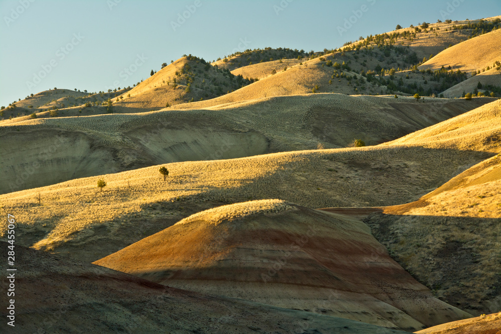 Sticker sunrise, painted hills, john day fossil beds national monument, mitchell, oregon, usa