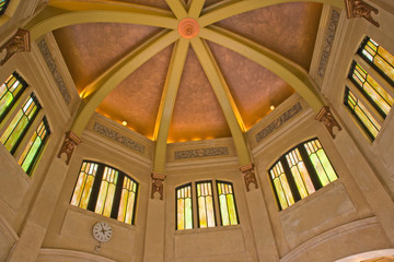 USA, Oregon, Corbett. Interior ceiling view of Vista House at Crown Point State Park. 