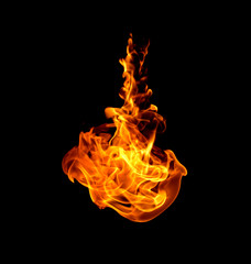 Fire flames collection isolated  black background