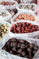 Dried Fruit for sale in Chinatown, New York City, NY, USA.