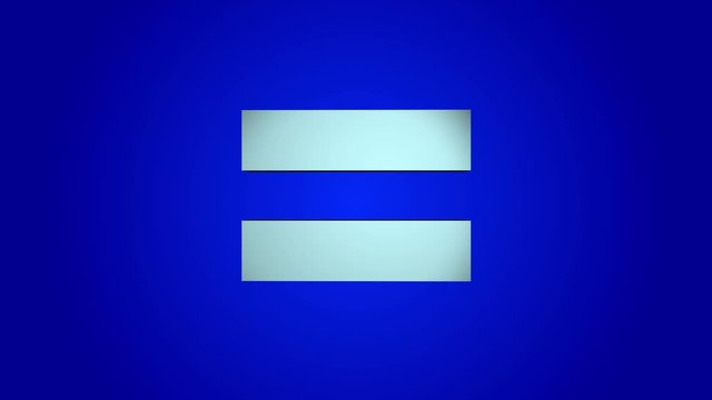 equals to  symbol 3D animation on blue background