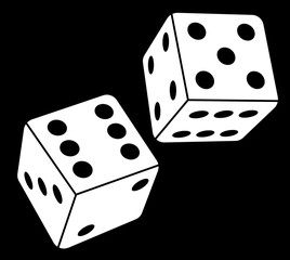 Dice in black background. Illustration.