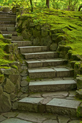 Fototapeta na wymiar Steps, Natural Garden, Portland Japanese Garden, Portland, Oregon, USA