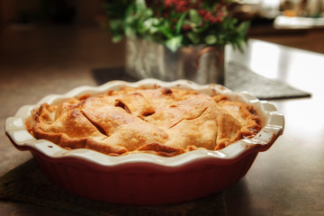 USA, Oregon, Keizer, Apple Pie cooling in preparation for Thanksgiving dinner.