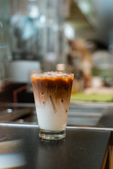 all day morning with ice latte coffee 