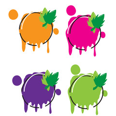 Juice fresh fruit label icon sticker with hand drawn doodle concept vector