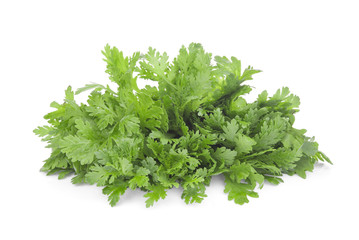 garland chrysanthemum vegetable isolated on white bakcground