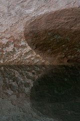 Usa, Utah, Glen Canyon National Recreation Area. Detail of abstract design canyon walls and sky reflections.
