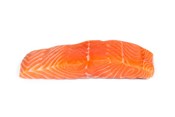 raw salmon piece isolated on white background
