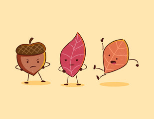 Funny autumn leaf cartoon character
