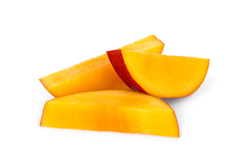 Naklejka na ściany i meble sliced ripe mango isolated on white background