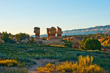 USA, Utah, Grand Staircase-Escalante, Hole in the rock Road, Devil's Garden, Four Escalante Hoodoos