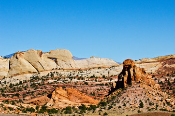 Fototapeta premium USA, Utah, Boulder, Burr Trail, Spectacular Butte Upper Muley Twist Canyon and Peek-a-Boo Rock