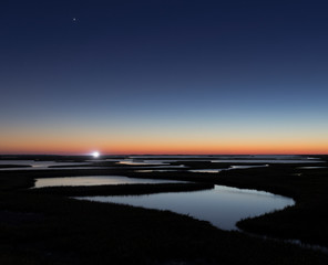 Fototapeta premium Welder Flats at sunset, San Antonio Bay, Matagorda Island, Texas