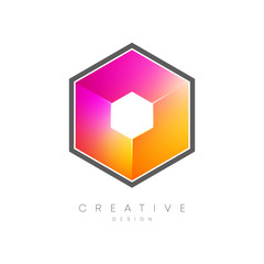 Hexagons with bright and elegant colors. Creative and modern logo design