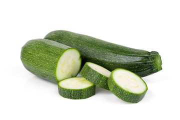 fresh green zucchini isolated on white background