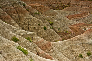 Colorful buttes, Badlands Loop Road, Badlands National Park, South Dakota, USA