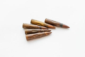set of bullets on white background