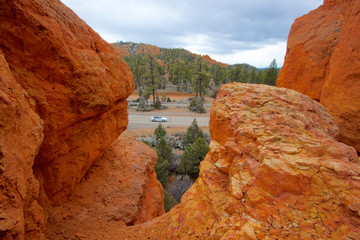 Red Rock Canyon at the western end of Highway 12 is the first introduction to canyons for eastbound travelers, and a popular stopping point for tourists.