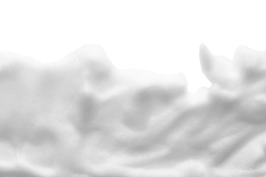 White Cleanser Foam Texture Isolated On White Background. Cosmetic Mousse, Soap, Shampoo Suds