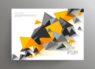 Vector document design template with abstract polygonal objects.