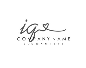IQ Initial handwriting logo vector
