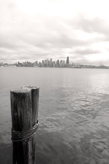 Seattle skyline from Alki, Seattle, Washington State, USA.