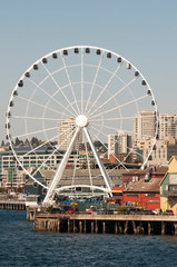 US, WA, Seattle. Seattle Great Wheel opened June 2012 on Pier 57.