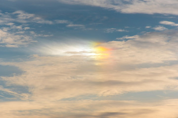 USA, Washington State. Sundog is rainbow like phenomenon from refraction of sunlight through ice crystals
