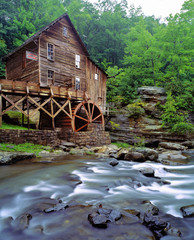 USA, West Virginia, Babcock SP. Glade Creek Grist Mill displays a quiet beauty in Babcock State Park, West Virginia.