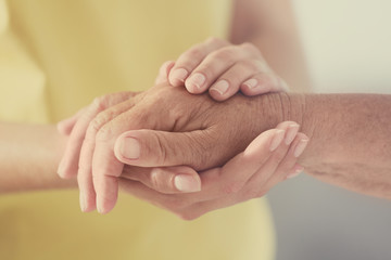 People, care and support. Giving helping hand concept