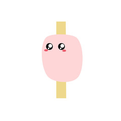 Helado rosa con carita tierna, kawaii