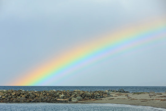 Vibrant Rainbow photographed from Brackett's Landing next to Edmonds Ferry, City of Edmonds, Washington State