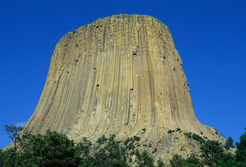 USA, Wyoming, Devil's Tower, Devil's Tower National Monument, 867' high, perfect example of...