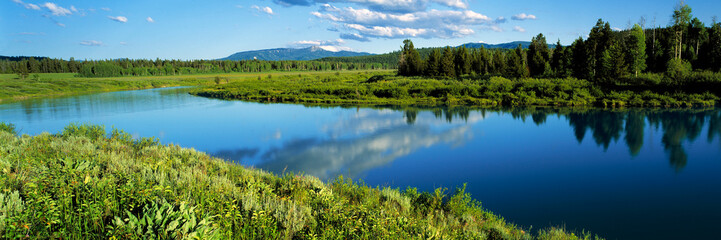 USA, Wyoming, Grand Teton NP. Oxbow Bend of the Snake River in Grand Teton NP, Wyoming resembles a...
