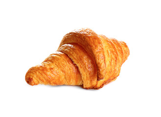 Fresh tasty croissant on white background. French pastry