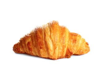 Fresh tasty croissant on white background. French pastry